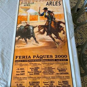 Vintage original Bullfighting Poster from 2000 in Arles, France 37.25” x 21”